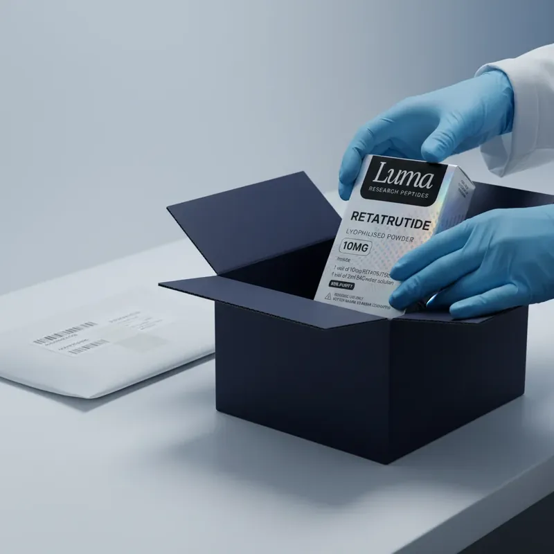 Discreet laboratory dispatch package being prepared on a clean bench
